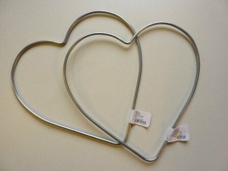Metalen hart 20cm zilverkleurig