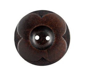 Knoop hout donkerbruin groot 26mm bloem