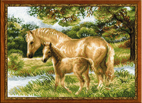Borduurpakket Horse with Foal - RIOLIS
