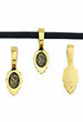 Metalen hangers goud plakoogje (glue on bail) blaadje 26x8,5mm voor plaksteen (5stuks)