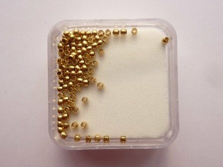Doosje knijpkralen 1mm 100st goud