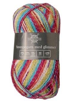 Sokkengaren str&oslash;mpegarn glitter 012 rainbow