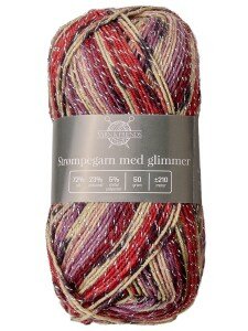 Sokkengaren str&oslash;mpegarn glitter 015 rood