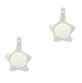 72586 / BEDELS DQ METAAL STER CREAMY WHITE-ANTIQUE SILVER (NIKKELVRIJ)
