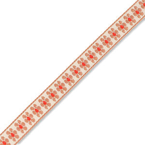 Lint met bloemetjes White-beige(per rol 5 meter)