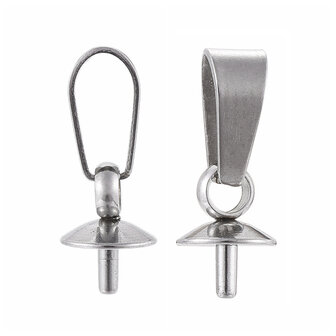 Roestvrij staal (RVS) eindkapjes met buighanger zilver bail pin