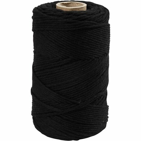 Macram&eacute; touw 4mm zwart