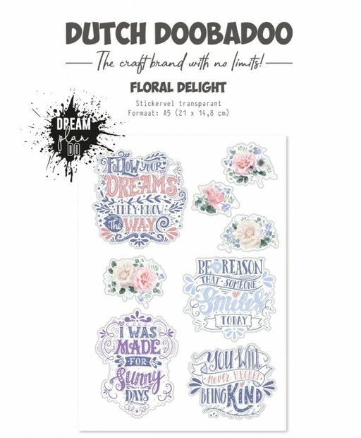 Transparante sticker - DDBD - Floral Delight - A5