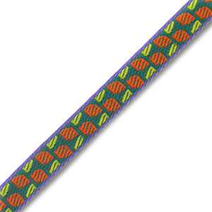 Lint met tekst Green-orange-purple (per rol 18 meter)